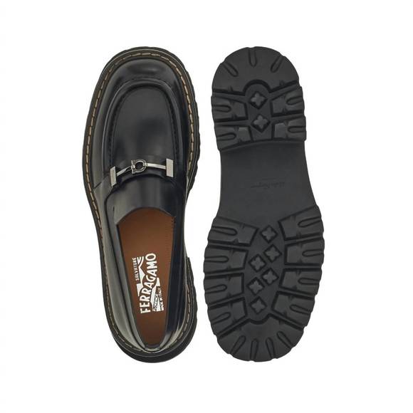 NEW SALVATORE FERRAGAMO men's naval gancini ornament moccasin in black - Picture 5 of 5